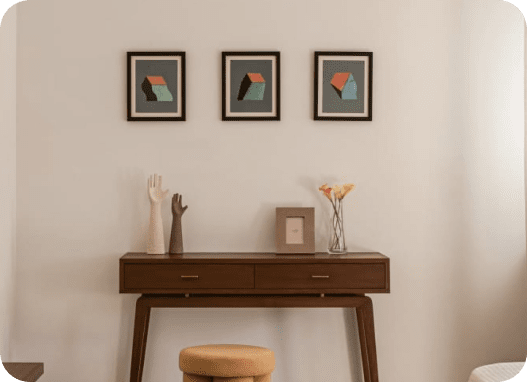Console table with decor